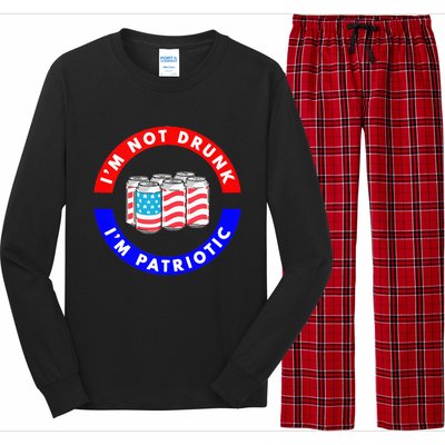 I'm Not Drunk I'm Patriotic Funny 4th of July Beer Drinking Long Sleeve Pajama Set