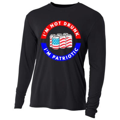 I'm Not Drunk I'm Patriotic Funny 4th of July Beer Drinking Cooling Performance Long Sleeve Crew