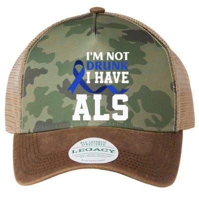 I'm Not Drunk I Have ALS Funny ALS Warrior ALS Fighter Legacy Tie Dye Trucker Hat
