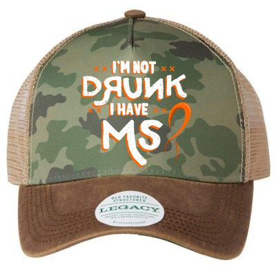 Im Not Drunk I Have Ms Orange Glial Scar Multiple Sclerosis Gift Legacy Tie Dye Trucker Hat