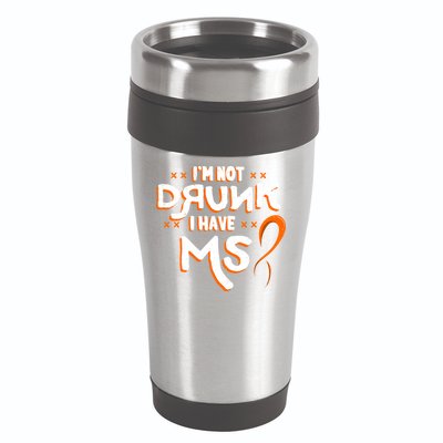 Im Not Drunk I Have Ms Orange Glial Scar Multiple Sclerosis Gift 16oz Travel Tumbler