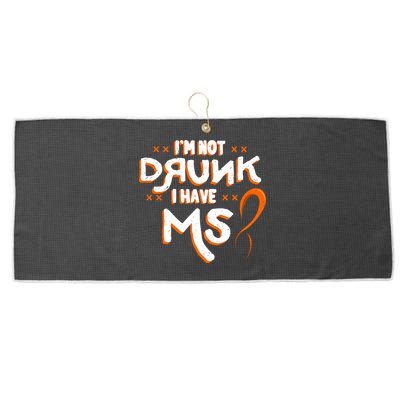 Im Not Drunk I Have Ms Orange Glial Scar Multiple Sclerosis Gift Large Microfiber Waffle Golf Towel