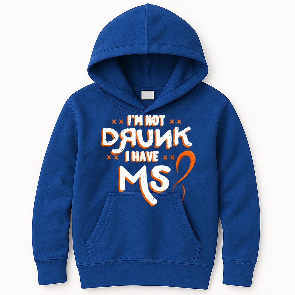 Im Not Drunk I Have Ms Orange Glial Scar Multiple Sclerosis Gift Kids Hoodie