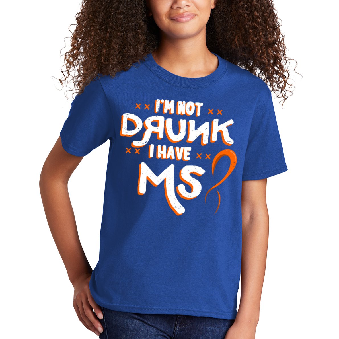 Im Not Drunk I Have Ms Orange Glial Scar Multiple Sclerosis Gift Kids T-Shirt