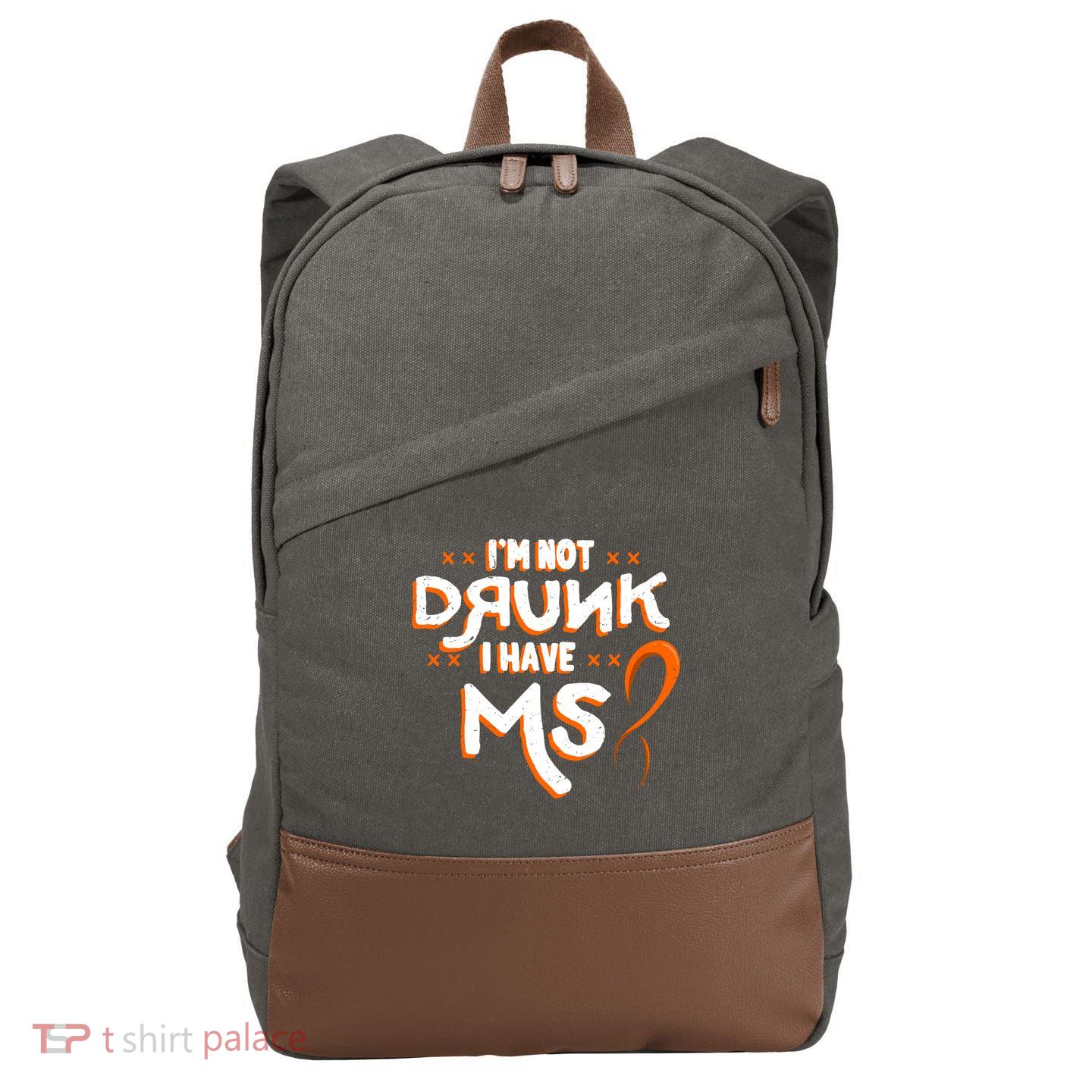 Im Not Drunk I Have Ms Orange Glial Scar Multiple Sclerosis Gift Cotton Canvas Backpack