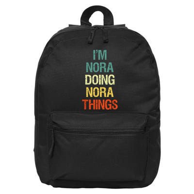 IM Nora Doing Nora Things Personalized First Name Gift 16 in Basic Backpack