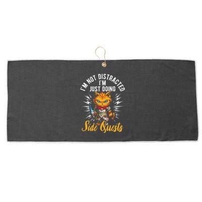 IM Not Distracted IM Just Doing Side Quests Large Microfiber Waffle Golf Towel