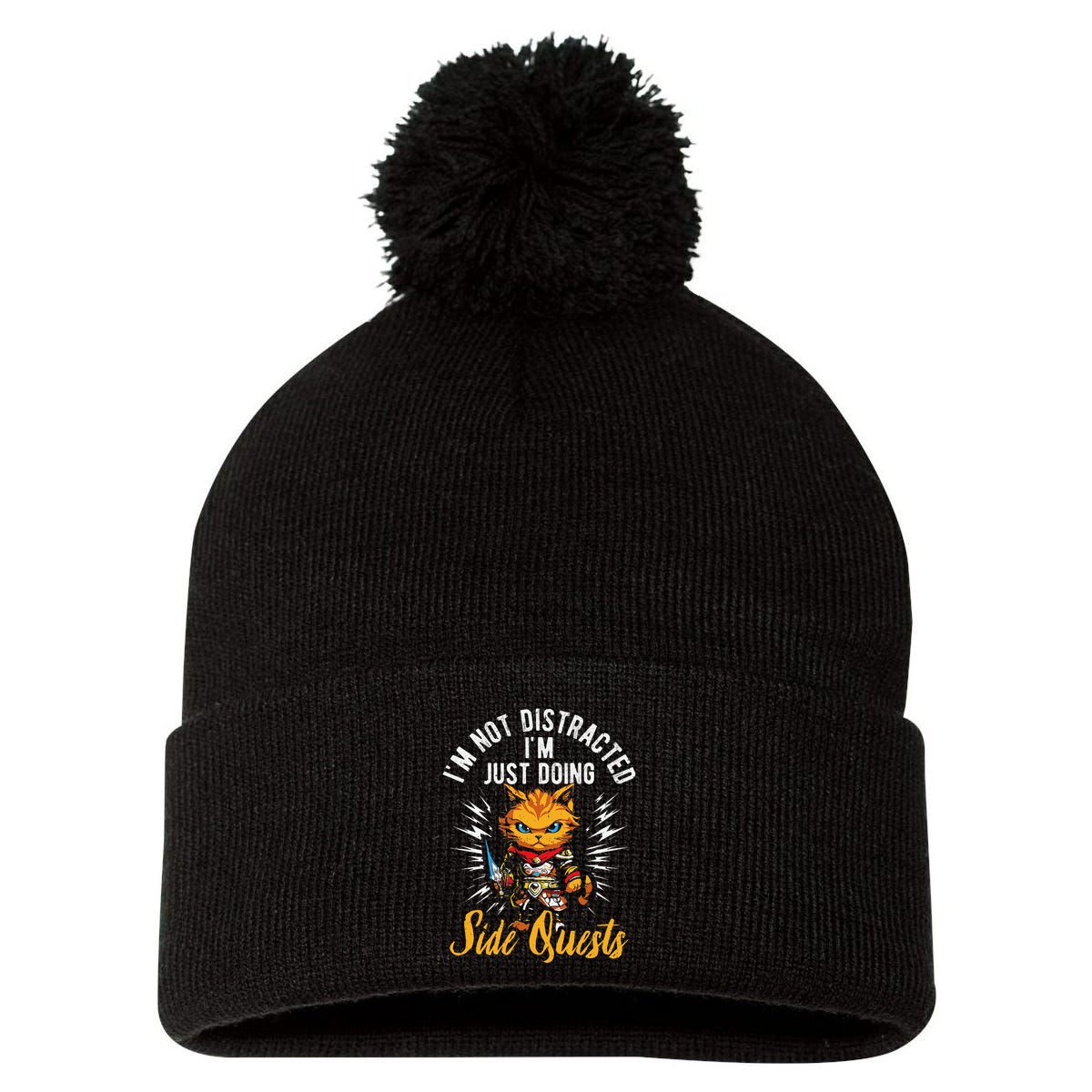 IM Not Distracted IM Just Doing Side Quests Pom Pom 12in Knit Beanie