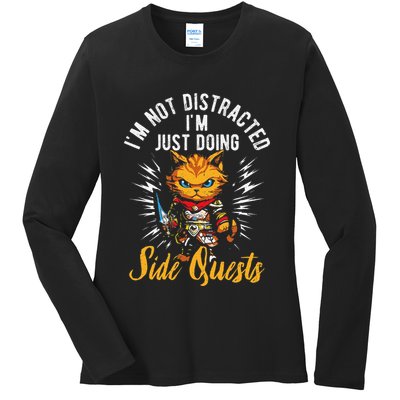 IM Not Distracted IM Just Doing Side Quests Ladies Long Sleeve Shirt