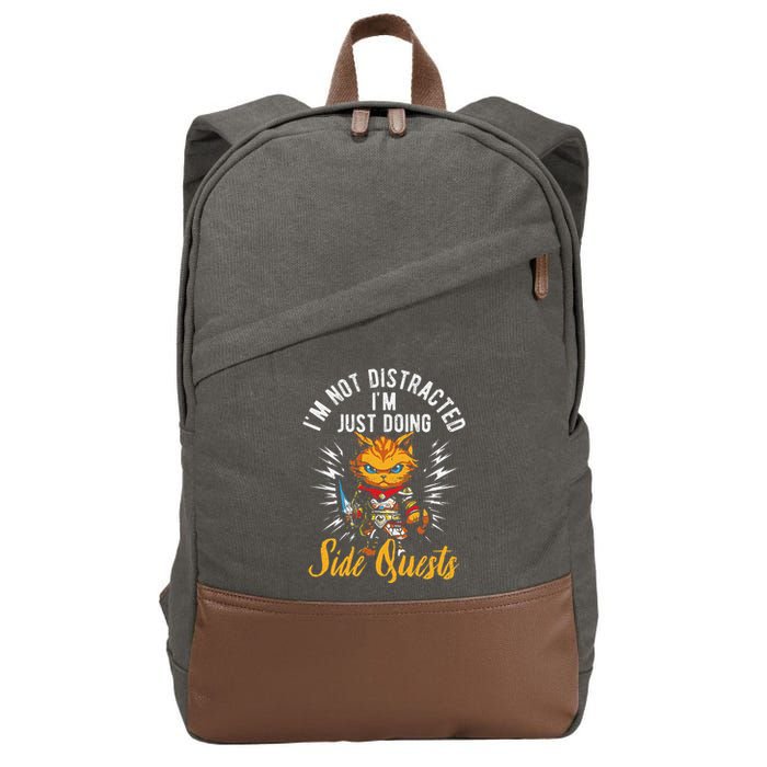 IM Not Distracted IM Just Doing Side Quests Cotton Canvas Backpack