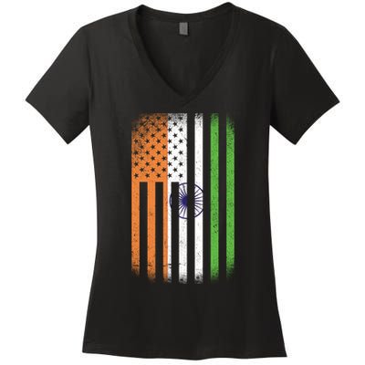 Vintage Indian Flag Women's V-Neck T-Shirt