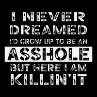 I Never Dreamed ID Grow Up To Be An Asshole On Back Wool Snapback Cap