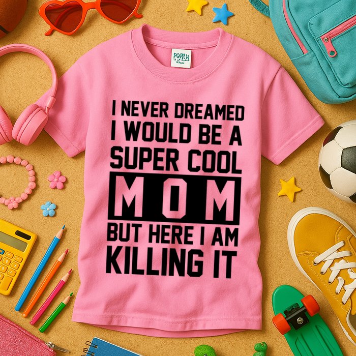 I Never Dreamed I Would Be A Super Cool Mom But Here I Am Killing It Kids T-Shirt