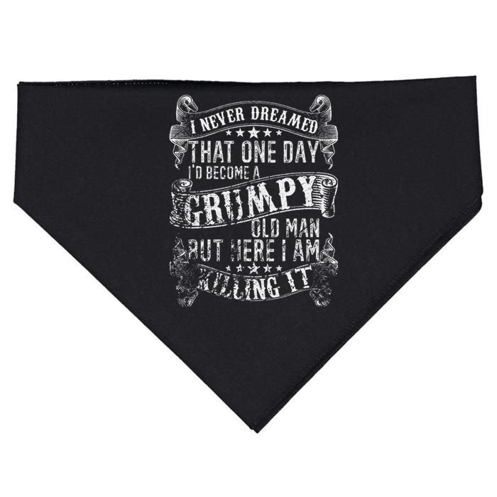 I Never Dreamed I'd Be A Grumpy Old Man Grumpy Old Man Joke USA-Made Doggie Bandana