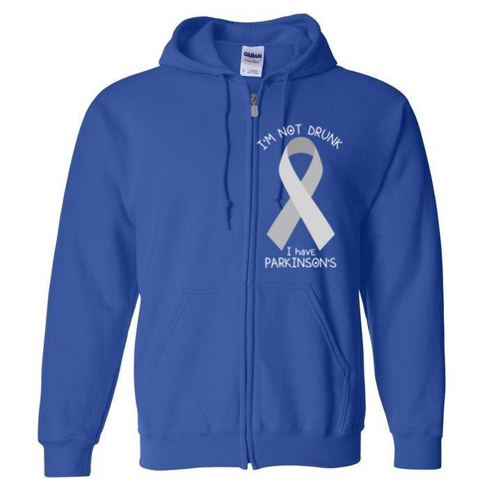 Im Not Drunk I Have Parkinsons Awareness Ribbon Pd Patient Gift Full Zip Hoodie