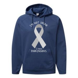 Im Not Drunk I Have Parkinsons Awareness Ribbon Pd Patient Gift Performance Fleece Hoodie