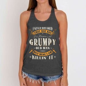 I Never Dreamed That I'd Become A Grumpy Old Man Grandpa Women's Knotted Racerback Tank