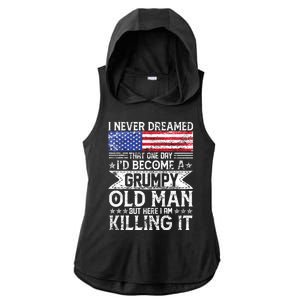 I Never Dreamed I'd Become A Grumpy Old Man Ladies PosiCharge Tri-Blend Wicking Draft Hoodie Tank