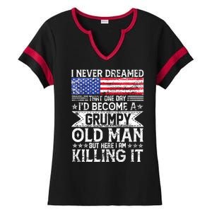 I Never Dreamed I'd Become A Grumpy Old Man Ladies Halftime Notch Neck Tee