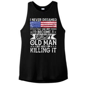 I Never Dreamed I'd Become A Grumpy Old Man Ladies PosiCharge Tri-Blend Wicking Tank