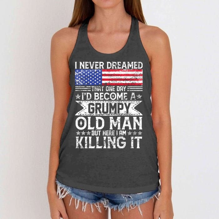 I Never Dreamed I'd Become A Grumpy Old Man Women's Knotted Racerback Tank