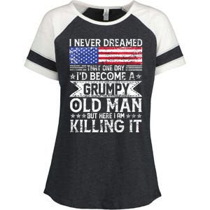 I Never Dreamed I'd Become A Grumpy Old Man Enza Ladies Jersey Colorblock Tee