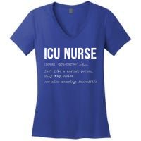 Icu Nurse Definition Hospital Rn Medical Intensive Care Unit Gift Women's V-Neck T-Shirt