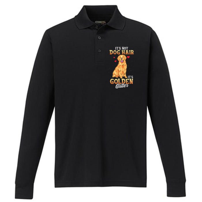 It's Not Dog Hair It's Golden Retriever Glitter Funny Dog Performance Long Sleeve Polo