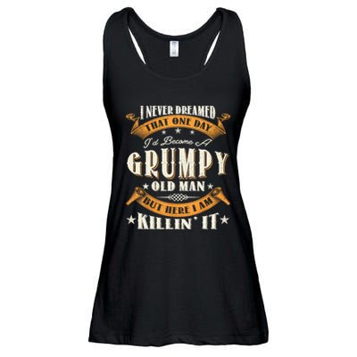 I Never Dreamed That I'd Become A Grumpy Old Man Grandpa Ladies Essential Flowy Tank