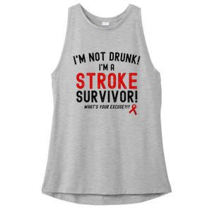 Im Not Drunk Im A Stroke Survivor Ladies PosiCharge Tri-Blend Wicking Tank