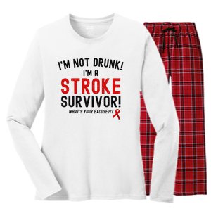 Im Not Drunk Im A Stroke Survivor Women's Long Sleeve Flannel Pajama Set 