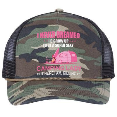 I Never Dreamed Super Sexy Camping Lady Gift RV Camping Retro Rope Trucker Hat Cap