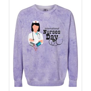 International Nurse Day Awareness Perfect Nurse Earth Angles Colorblast Crewneck Sweatshirt