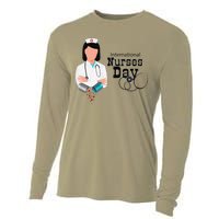 International Nurse Day Awareness Perfect Nurse Earth Angles Cooling Performance Long Sleeve Crew