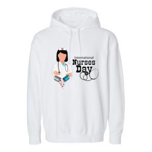 International Nurse Day Awareness Perfect Nurse Earth Angles Garment-Dyed Fleece Hoodie