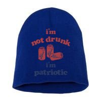 Im Not Drunk Im Patriotic Cans Gift Short Acrylic Beanie