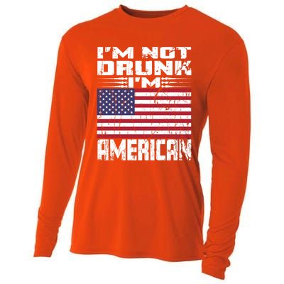 Im Not Drunk Im American Love America With Usa Flag Gift Cooling Performance Long Sleeve Crew