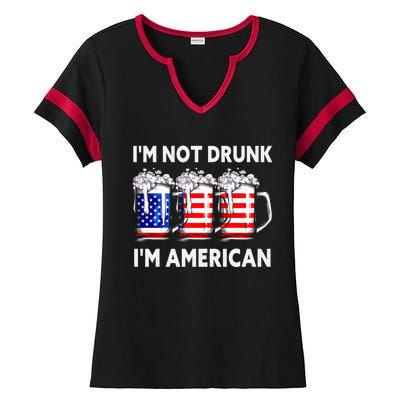 Im Not Drunk Im American Quote Funny Beer Cool Usa Flag Great Gift Ladies Halftime Notch Neck Tee