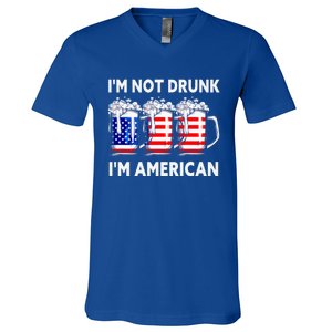 Im Not Drunk Im American Quote Funny Beer Cool Usa Flag Great Gift V-Neck T-Shirt