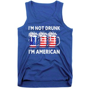 Im Not Drunk Im American Quote Funny Beer Cool Usa Flag Great Gift Tank Top