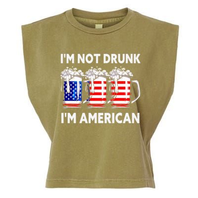 Im Not Drunk Im American Quote Funny Beer Cool Usa Flag Great Gift Garment-Dyed Women's Muscle Tee