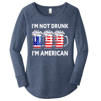 Im Not Drunk Im American Quote Funny Beer Cool Usa Flag Great Gift Women's Perfect Tri Tunic Long Sleeve Shirt