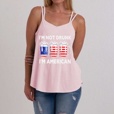 Im Not Drunk Im American Quote Funny Beer Cool Usa Flag Great Gift Women's Strappy Tank