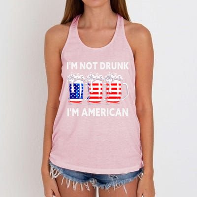 Im Not Drunk Im American Quote Funny Beer Cool Usa Flag Great Gift Women's Knotted Racerback Tank