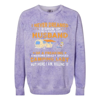 I Never Dreamed Id Grow Up To Be A Husband Camping Gift Colorblast Crewneck Sweatshirt