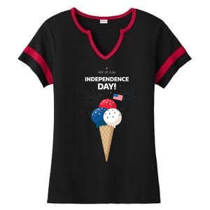 Independence Day Ice Cream Red White And Blue Ladies Halftime Notch Neck Tee