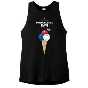 Independence Day Ice Cream Red White And Blue Ladies PosiCharge Tri-Blend Wicking Tank