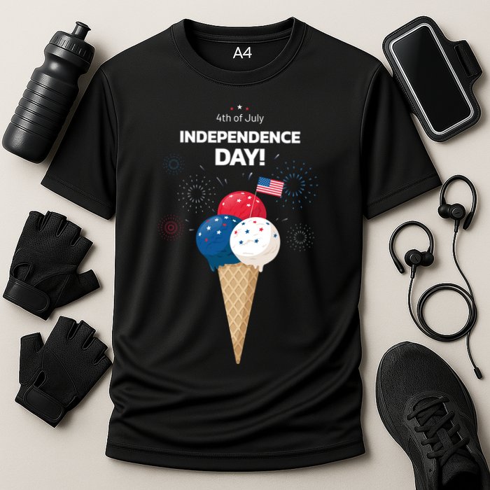 Independence Day Ice Cream Red White And Blue Cooling Performance Crew T-Shirt