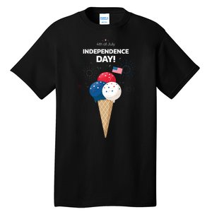 Independence Day Ice Cream Red White And Blue Tall T-Shirt