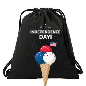 Independence Day Ice Cream Red White And Blue Drawstring Bag